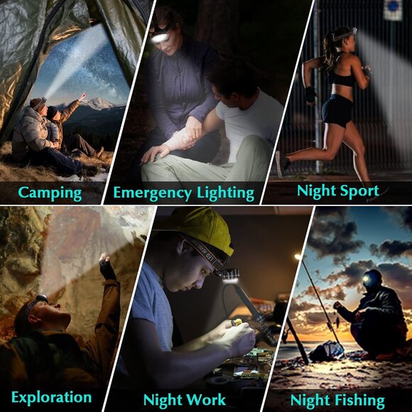 Rechargeable LED Headlamp with 8 Modes | Waterproof Bright Head Light for Runnin - Picture 7 of 9